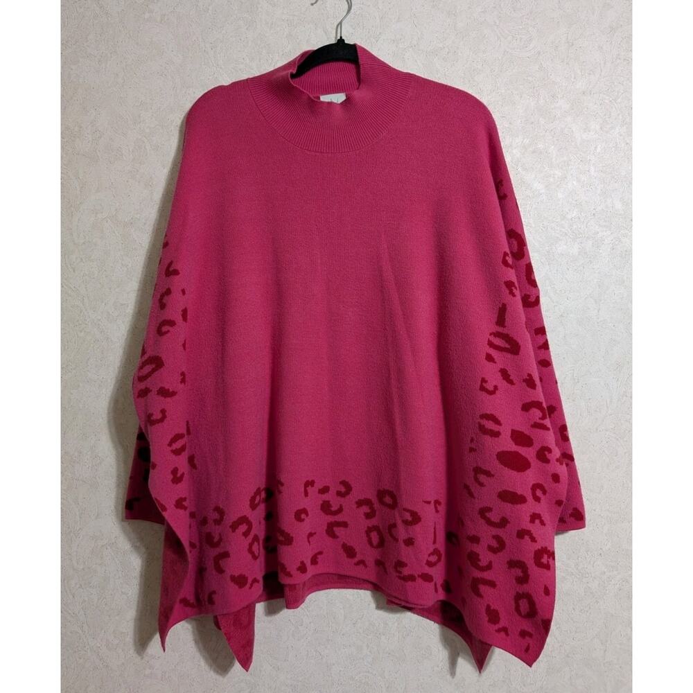 Shop The Mint All In Theory Fuchsia Pink Leopard Oversized Sweater Tunic Size L
